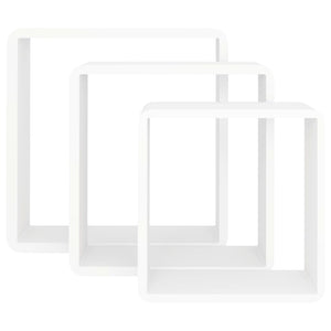 vidaXL Wall Cube Shelves 3 pcs White MDF