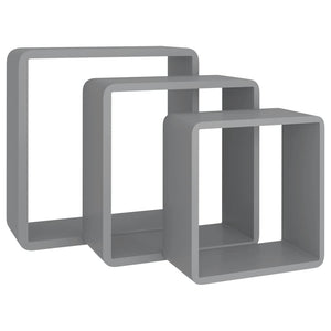 vidaXL Wall Cube Shelves 3 pcs Grey MDF