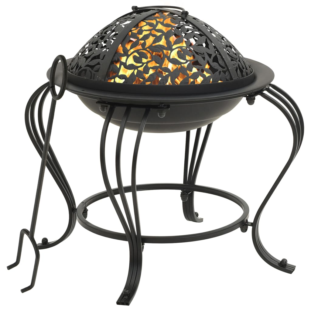 vidaXL Fire Pit with Poker 49 cm Steel