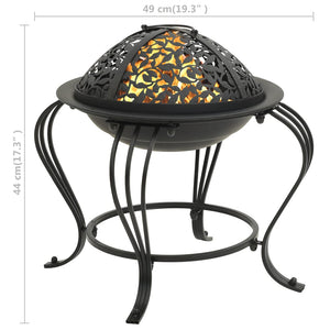 vidaXL Fire Pit with Poker 49 cm Steel