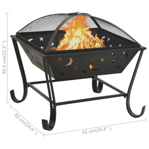 vidaXL Fire Pit with Poker 62 cm XXL Steel