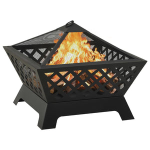 vidaXL Fire Pit with Poker 64 cm XXL Steel