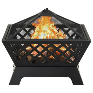 vidaXL Fire Pit with Poker 64 cm XXL Steel