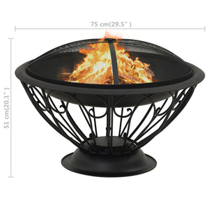 vidaXL Fire Pit with Poker 75 cm XXL Steel