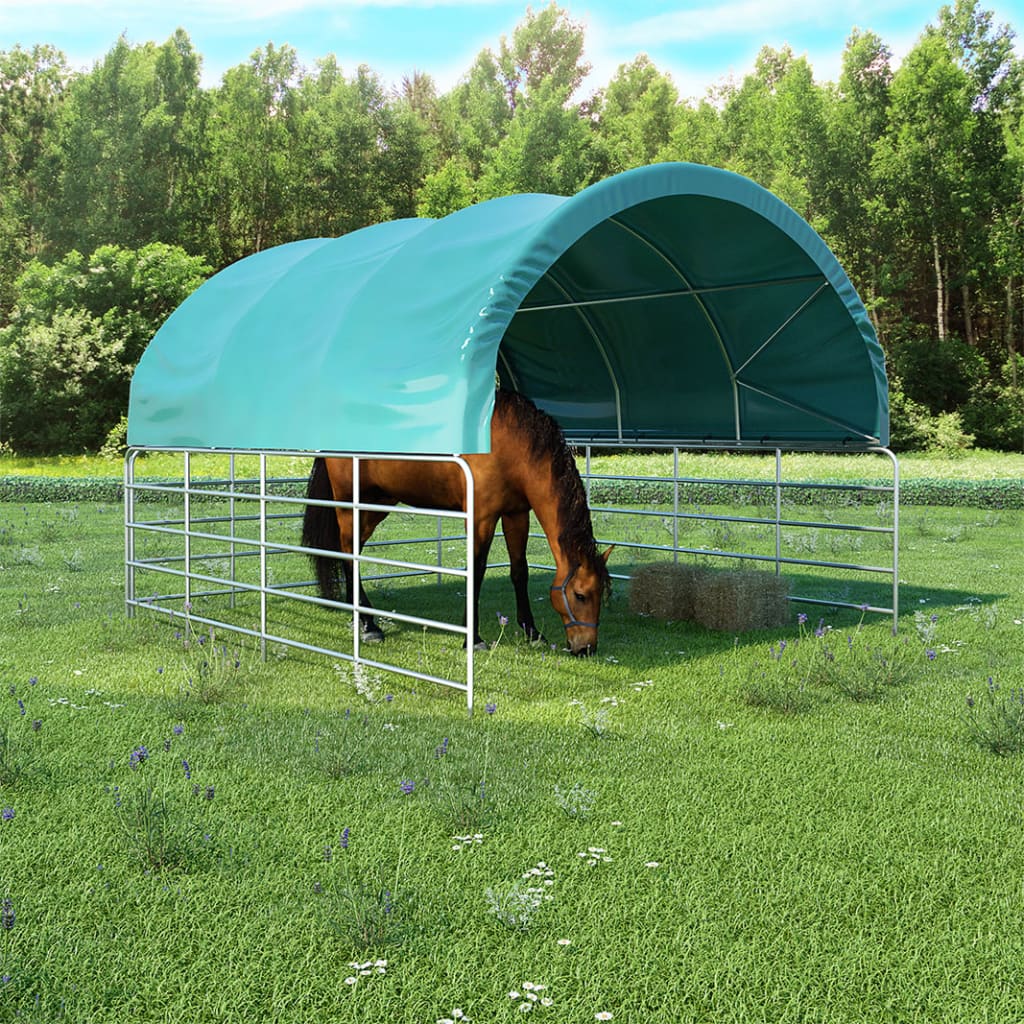 vidaXL Livestock Tent PVC 3.7x3.7 m Green