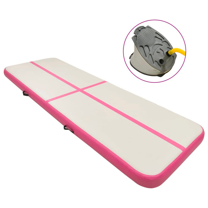 vidaXL Inflatable Gymnastics Mat with Pump 400x100x15 cm PVC Pink