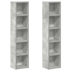 vidaXL CD Cabinets 2 pcs Concrete Grey 21x16x93.5 cm Engineered Wood