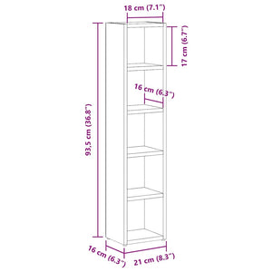 vidaXL CD Cabinets 2 pcs Concrete Grey 21x16x93.5 cm Engineered Wood