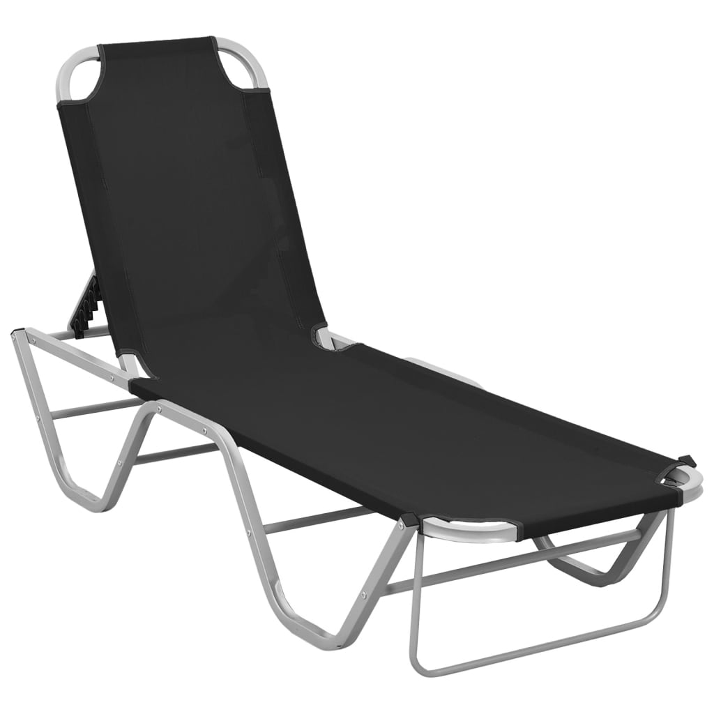 vidaXL Sun Lounger Aluminium and Textilene Black