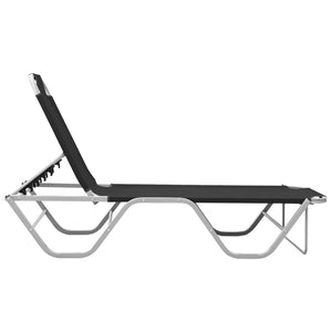 vidaXL Sun Lounger Aluminium and Textilene Black