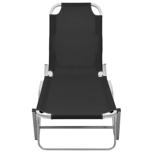 vidaXL Sun Lounger Aluminium and Textilene Black