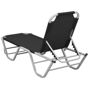 vidaXL Sun Lounger Aluminium and Textilene Black