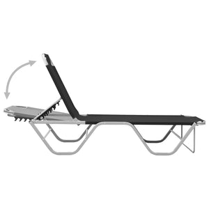 vidaXL Sun Lounger Aluminium and Textilene Black