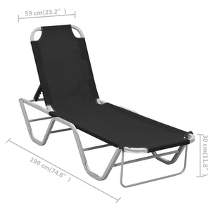 vidaXL Sun Lounger Aluminium and Textilene Black