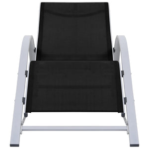 vidaXL Sun Loungers 2 pcs with Table Aluminium Black