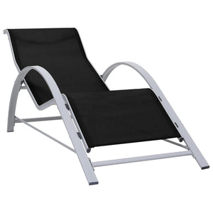 vidaXL Sun Loungers 2 pcs with Table Aluminium Black