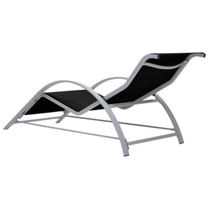 vidaXL Sun Loungers 2 pcs with Table Aluminium Black