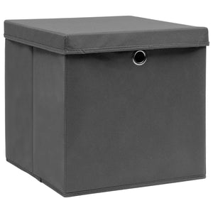 vidaXL Storage Boxes with Covers 4 pcs 28x28x28 cm Grey