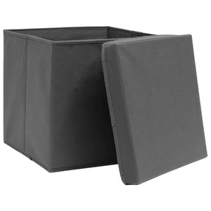 vidaXL Storage Boxes with Covers 4 pcs 28x28x28 cm Grey