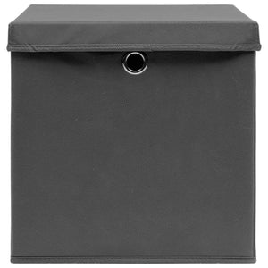 vidaXL Storage Boxes with Covers 4 pcs 28x28x28 cm Grey