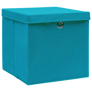 vidaXL Storage Boxes with Covers 10 pcs 28x28x28 cm Baby Blue