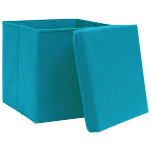 vidaXL Storage Boxes with Covers 10 pcs 28x28x28 cm Baby Blue