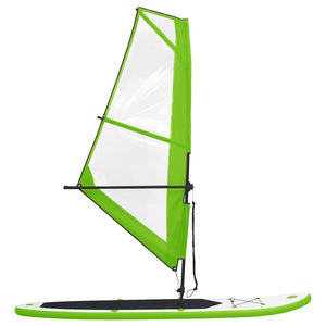 vidaXL Inflatable Stand Up Paddleboard with Sail Set Green and White