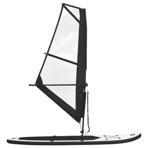 vidaXL Inflatable Stand Up Paddleboard with Sail Set Black and White