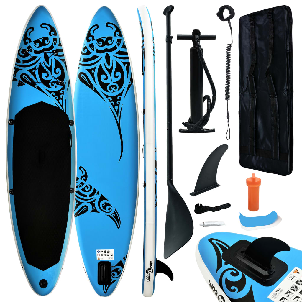 vidaXL Inflatable Stand Up Paddleboard Set 305x76x15 cm Blue