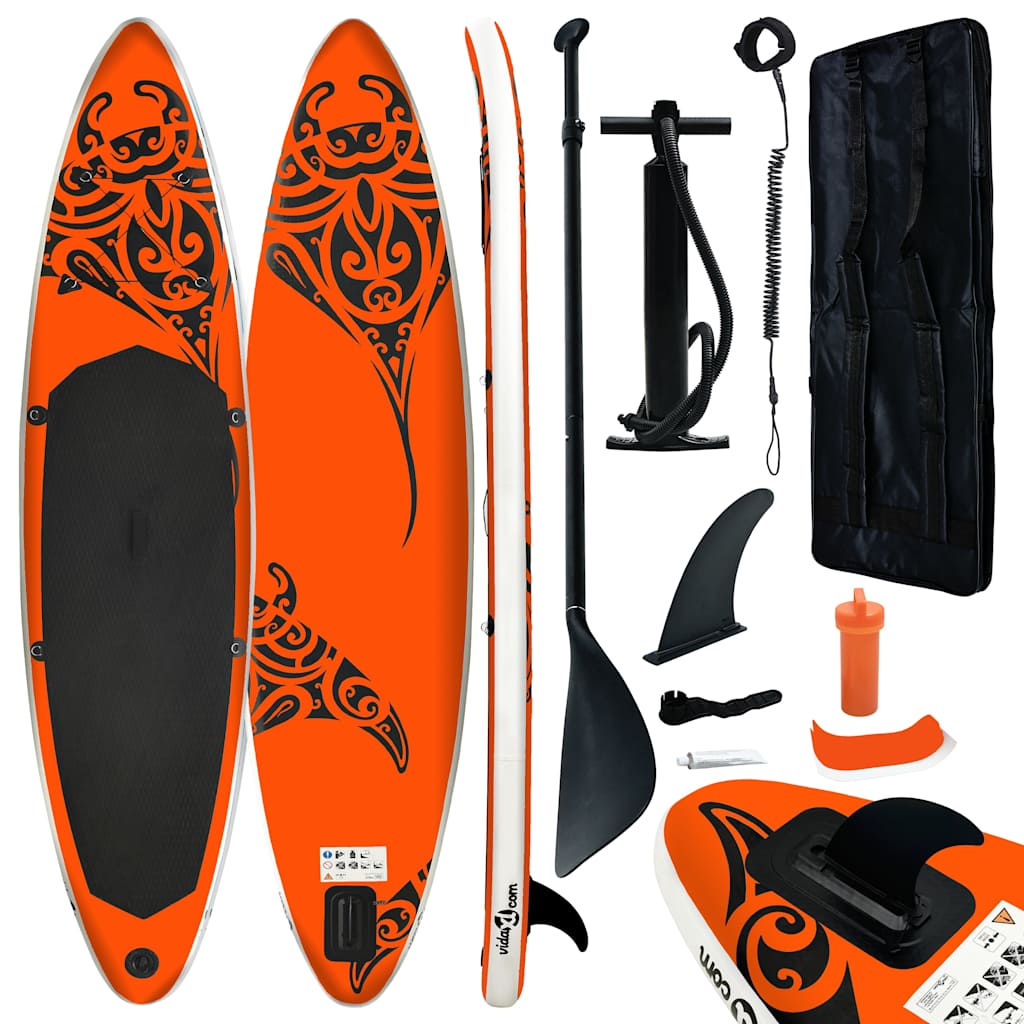 vidaXL Inflatable Stand Up Paddleboard Set 305x76x15 cm Orange