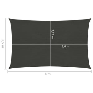 vidaXL Sunshade Sail 160 g/m² Anthracite 2.5x4 m HDPE