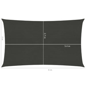 vidaXL Sunshade Sail 160 g/m² Anthracite 3x6 m HDPE