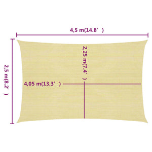 vidaXL Sunshade Sail 160 g/m² Beige 2.5x4.5 m HDPE