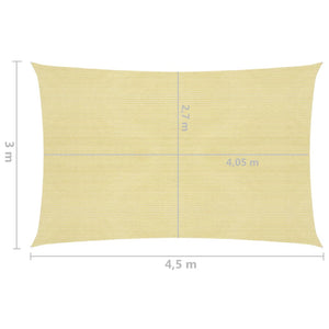 vidaXL Sunshade Sail 160 g/m² Beige 3x4.5 m HDPE