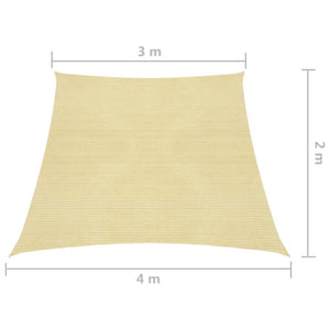 vidaXL Sunshade Sail 160 g/m² Beige 3/4x2 m HDPE