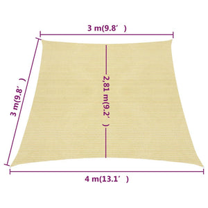 vidaXL Sunshade Sail 160 g/m² Beige 3/4x3 m HDPE