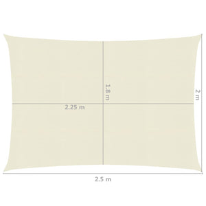 vidaXL Sunshade Sail 160 g/m² Cream 2x2.5 m HDPE