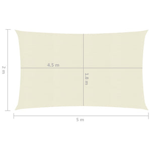 vidaXL Sunshade Sail 160 g/m² Cream 2x5 m HDPE