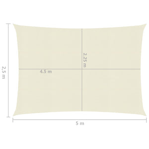 vidaXL Sunshade Sail 160 g/m² Cream 2.5x5 m HDPE