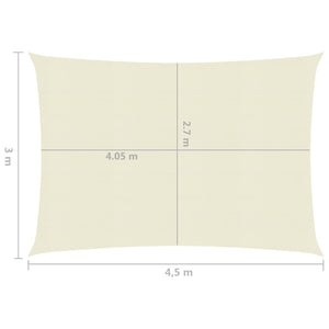 vidaXL Sunshade Sail 160 g/m² Cream 3x4.5 m HDPE