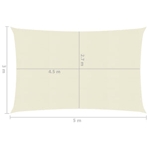 vidaXL Sunshade Sail 160 g/m² Cream 3x5 m HDPE