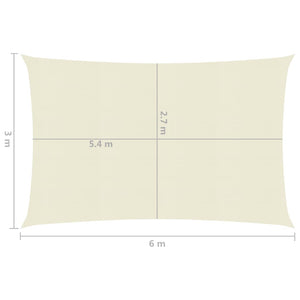 vidaXL Sunshade Sail 160 g/m² Cream 3x6 m HDPE