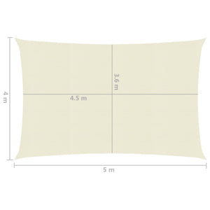 vidaXL Sunshade Sail 160 g/m² Cream 4x5 m HDPE