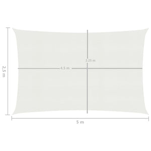 vidaXL Sunshade Sail 160 g/m² White 2.5x5 m HDPE