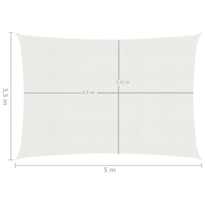 vidaXL Sunshade Sail 160 g/m² White 3.5x5 m HDPE