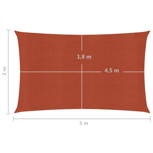 vidaXL Sunshade Sail 160 g/m² Terracotta 2x5 m HDPE