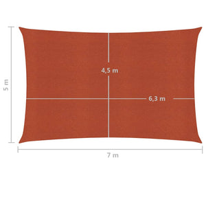 vidaXL Sunshade Sail 160 g/m² Terracotta 5x7 m HDPE