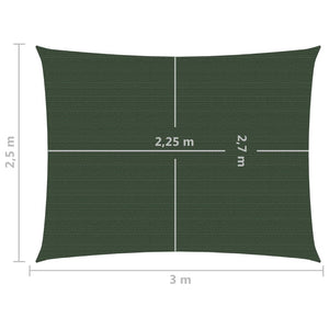 vidaXL Sunshade Sail 160 g/m² Dark Green 2.5x3 m HDPE