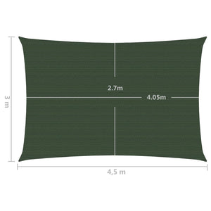 vidaXL Sunshade Sail 160 g/m² Dark Green 3x4.5 m HDPE