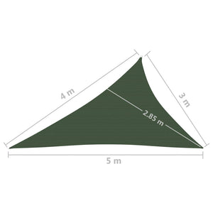 vidaXL Sunshade Sail 160 g/m² Dark Green 3x4x5 m HDPE